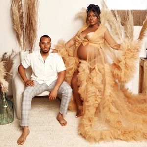 Nude Custom Made Tulle Robe